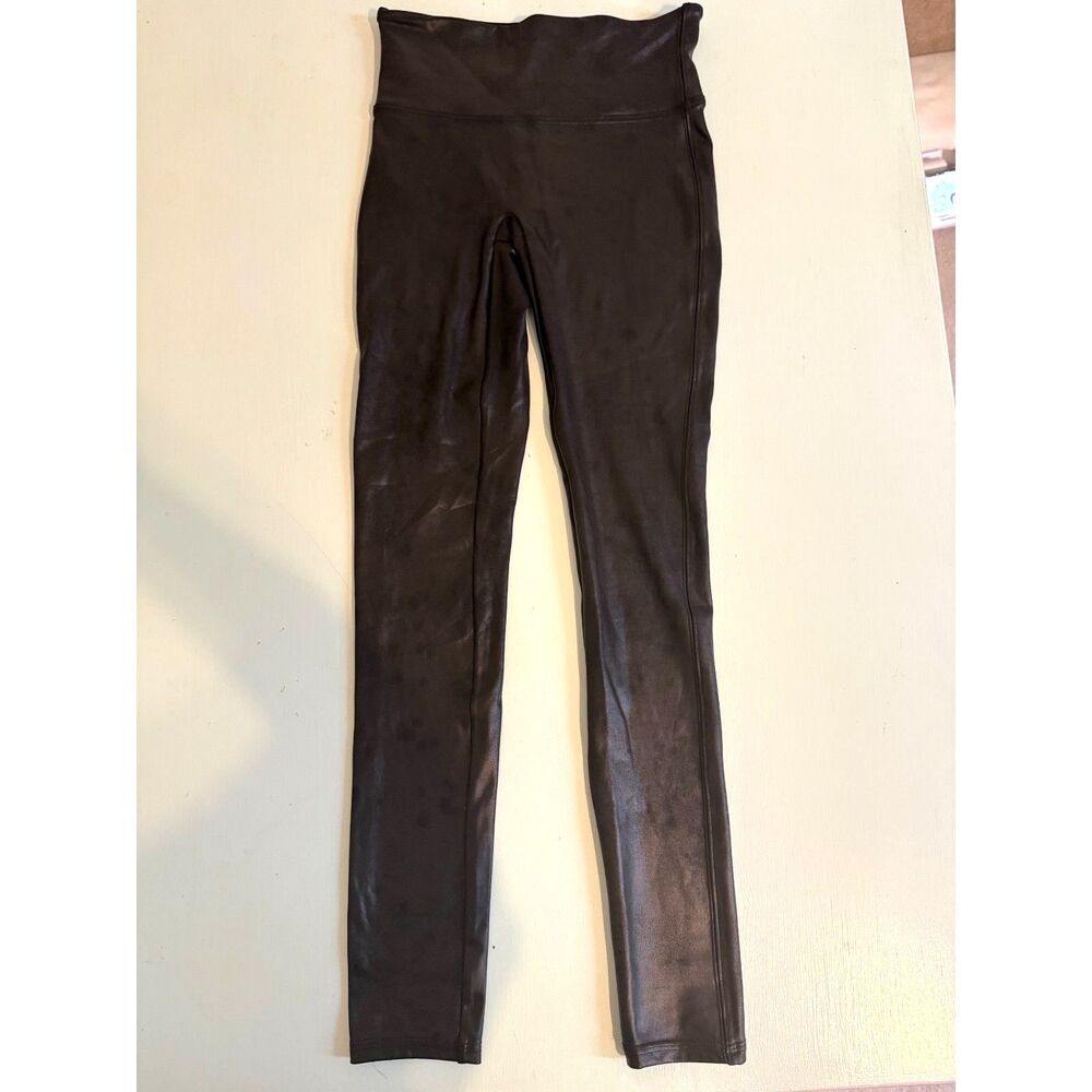 SPANX Faux Leather Leggings Women’s S Black High Rise Shaping